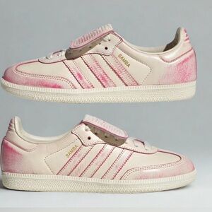 Adidas Samba Distressed Pack Cream White/ Shock Pink Leather Sneakers Women’s 7